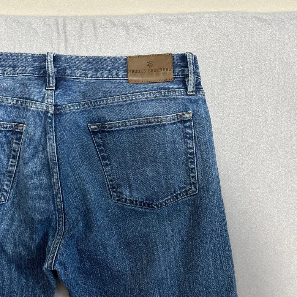 Brooks Brothers Mens Straight Fit Jeans Blue Medium Wash Stretch W36 L32 - Picture 3 of 6
